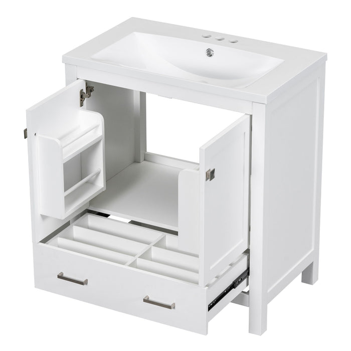 Bathroom Vanity With Single Sink, Combo Cabinet Undermount Sink, Bathroom Storage Cabinet With 2 Doors And A Drawer, Soft Closing, Multifunctional Storage, Solid Wood Frame