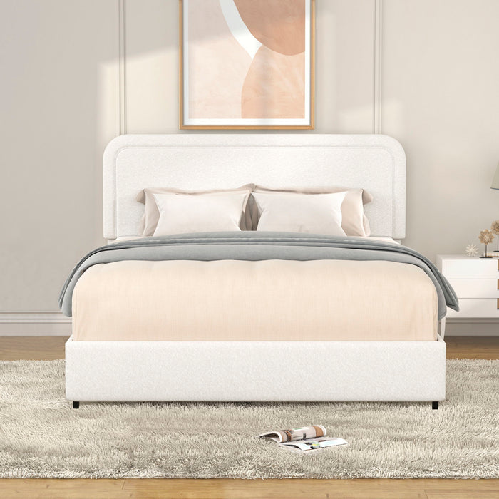 Liv - Queen Upholstered Platform Bed With Patented 4 Drawers Storage - Ivory Boucle