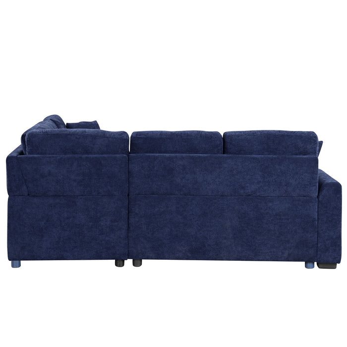 L-Shape Sofa Bed Pull-Out Sleeper Sofa With Wheels, USB Ports, Power Sockets For Living Room