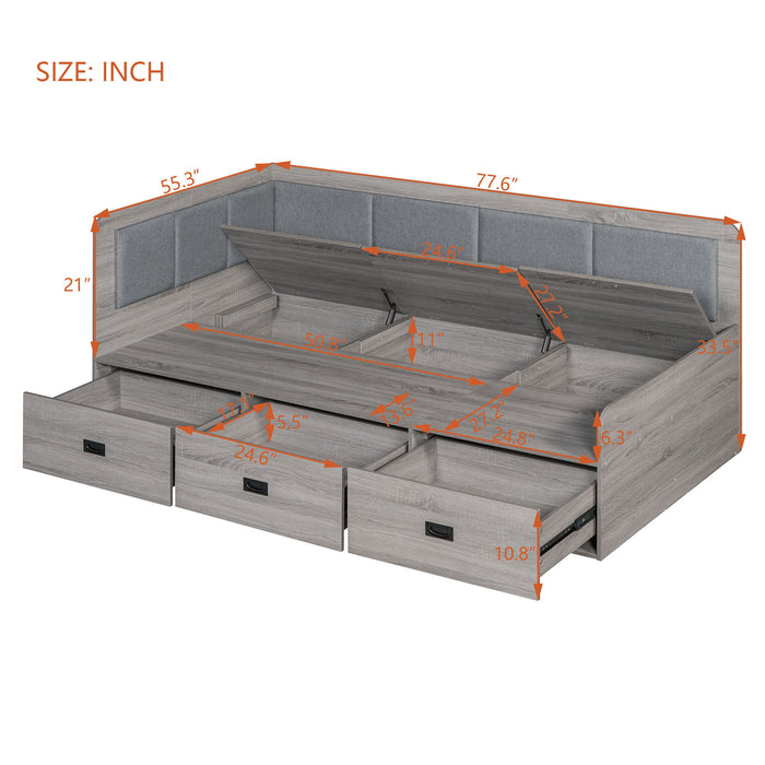 Daybed With Three Drawers And Three Storage Compartments