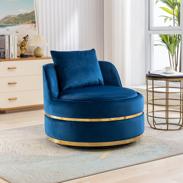 360° Swivel Accent Chair Velvet Modern Upholstered Barrel Chair Over-Sized Soft Chair With Seat Cushion For Living Room