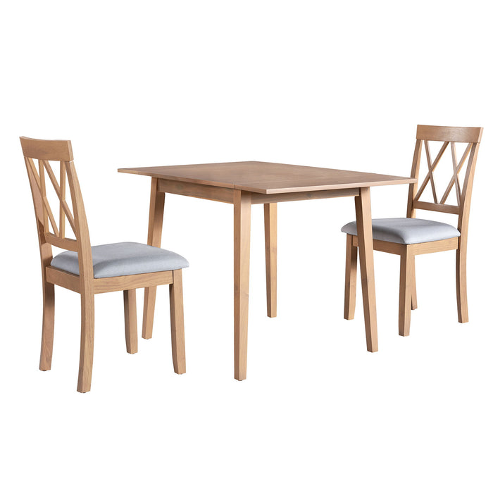 3 Piece Kitchen Dining Set With Drop Leaf Dining Table And 2 Dining Upholstered Chairs, Dining Room Set For Small Places