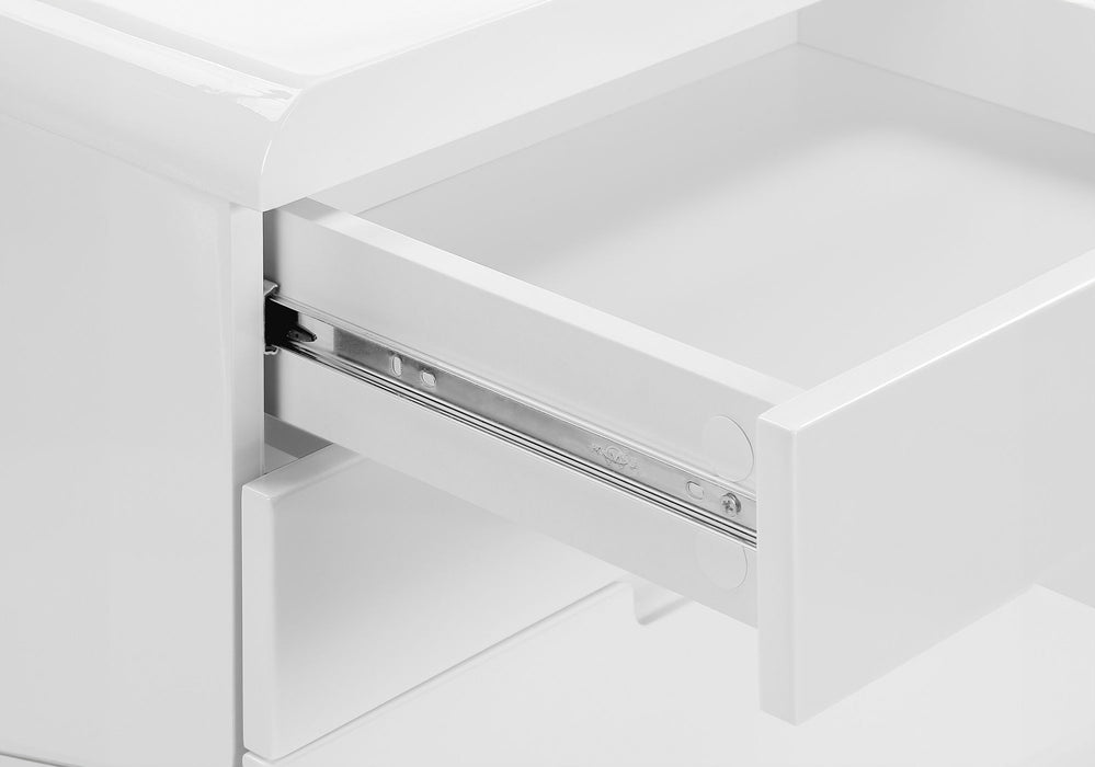 File Cabinet, Rolling Mobile, Storage Drawers, Printer Stand, Office, Work, Glossy Contemporary, Modern - White