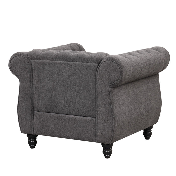 Modern Sofa Dutch Plush Upholstered Sofa, Solid Wood Legs, Buttoned Tufted Backrest