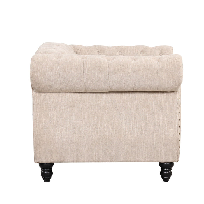 Modern Sofa Dutch Plush Upholstered Sofa, Solid Wood Legs, Buttoned Tufted Backrest