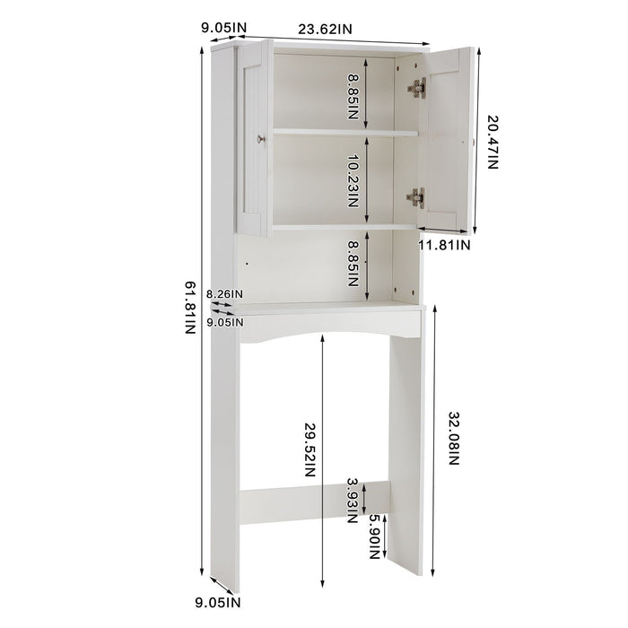 Home Bathroom Shelf Over-The-Toilet, Bathroom Spacesaver, Bathroom Storage Cabinet Organizer - White