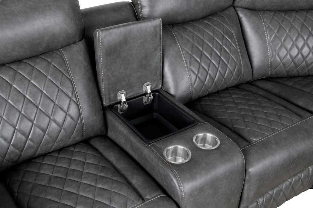 Home Theater Seating Manual Recliner With Cup Holder, Hide - Away Storage PU Reclining Sofa For Living Room, Home Theater