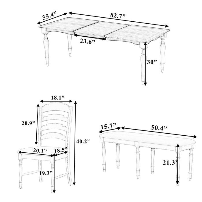 Topmax - Vintage Traditional Extendable Dining Table Set With Removable Leaf