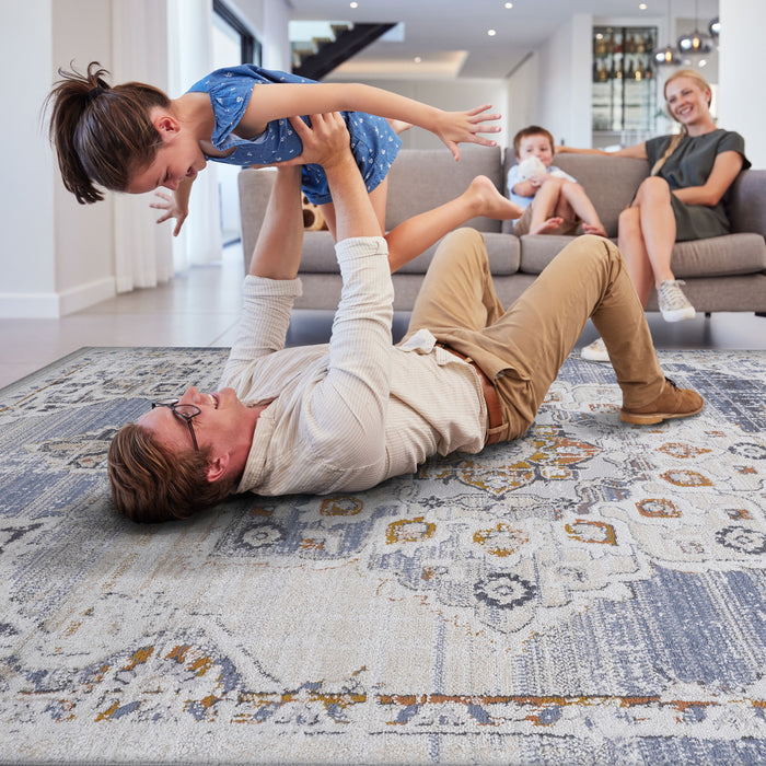 Medallion Non-Shedding Living Room Bedroom Dining Home Office Stylish And Stain Resistant Area Rug - Cream/Gold