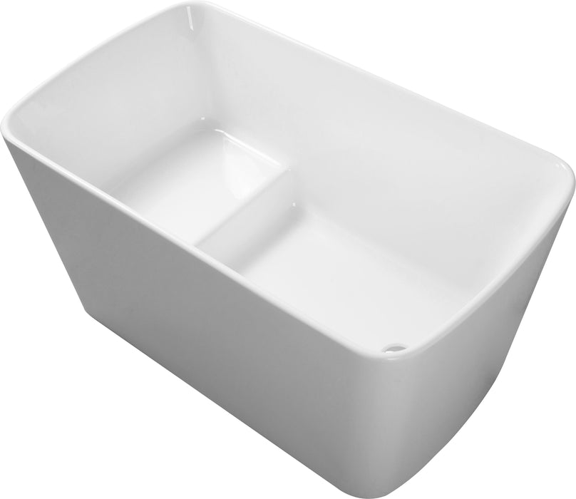 49'' Acrylic Freestanding Soaking Bathtub, Square-Shape Japanese Soaking Hot Tub, Sit-In Design With Chrome Overflow And Drain For Express Delivery 23Amazing-49 (W1920P179228) - Glossy White