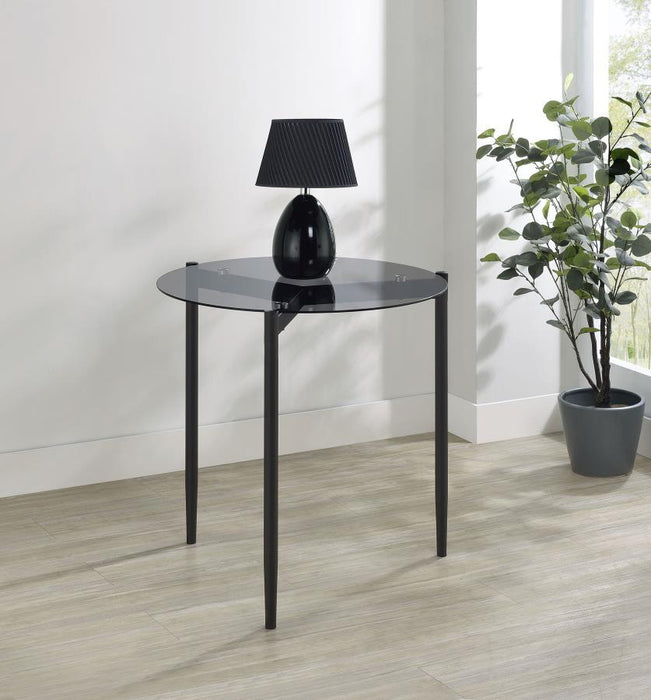 Rosalie - Round Smoked Glass Top End Table Sandy - Black