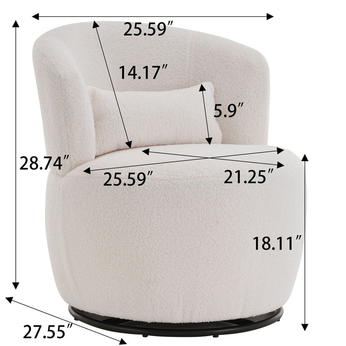 Swivel Accent Chair, Contemporary Round Armchair With 360 Degree Rotation And Metal Base For Living Room Elegance