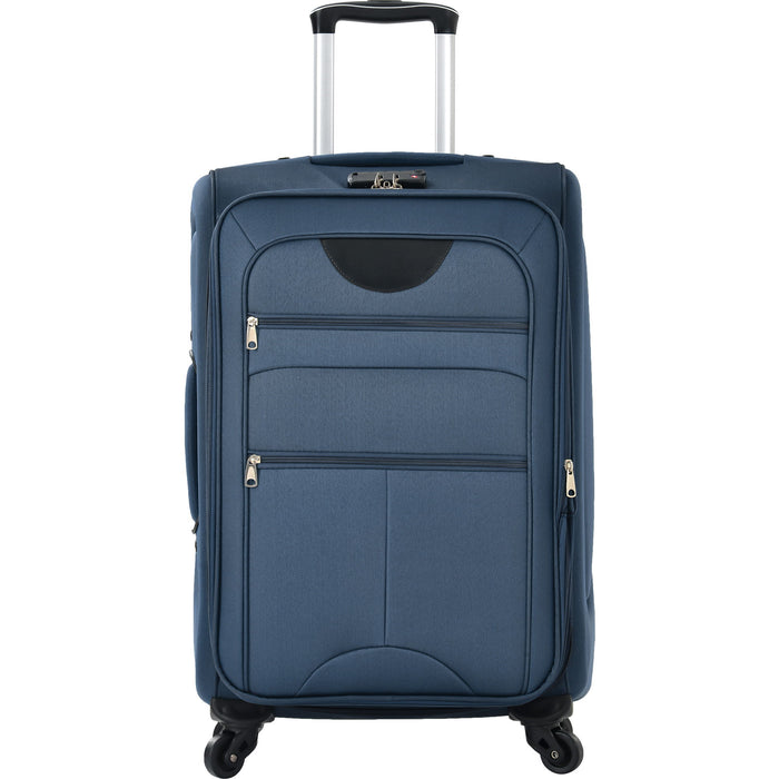 Softside Luggage Expandable 3 Piece Set Suitcase Upright Spinner Softshell Lightweight Luggage Travel Set - Dark Blue