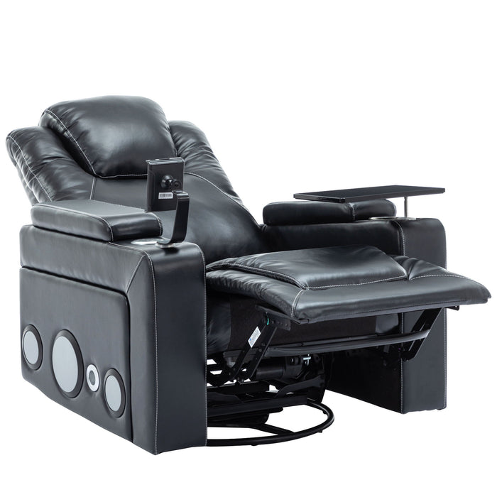 270° Swivel Power Recliner Individual Seat Home Theater Recliner With Surround Sound, Cup Holder, Removable Tray Table, Hidden Arm Storage For Living Room