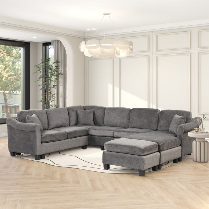 4 Pieces Sectional Sofa With Ottoman With Right Side Chaise