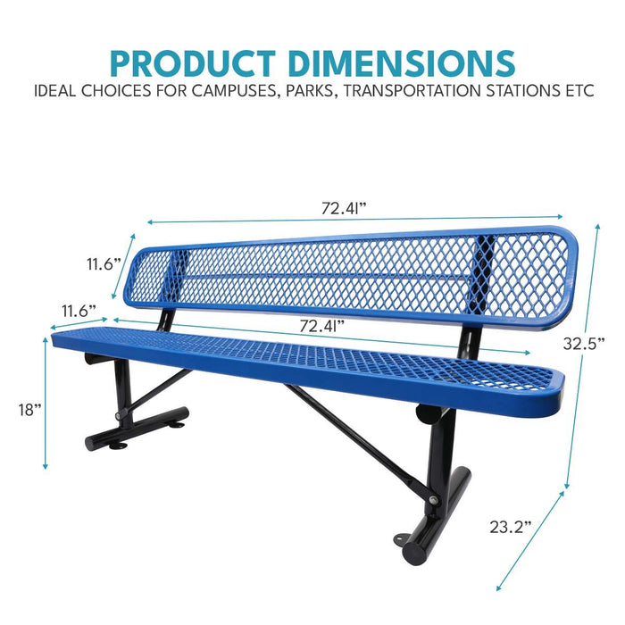 Outdoor Steel Bench With Backrest