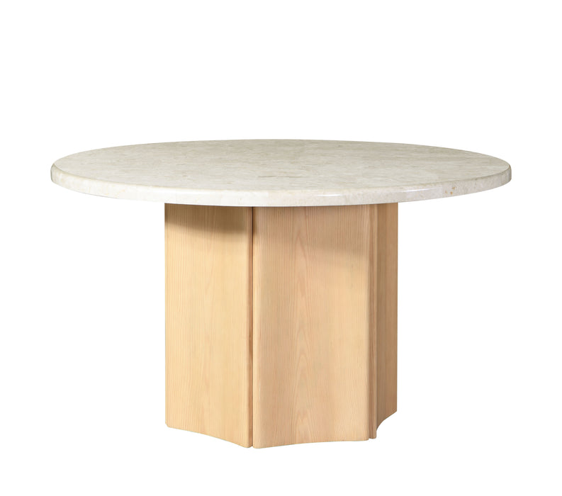 Qwin - Marble Top Round Dining Table - Natural