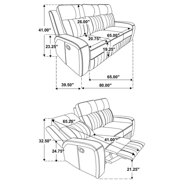 Raelynn - Upholstered Motion Reclining Sofa Set