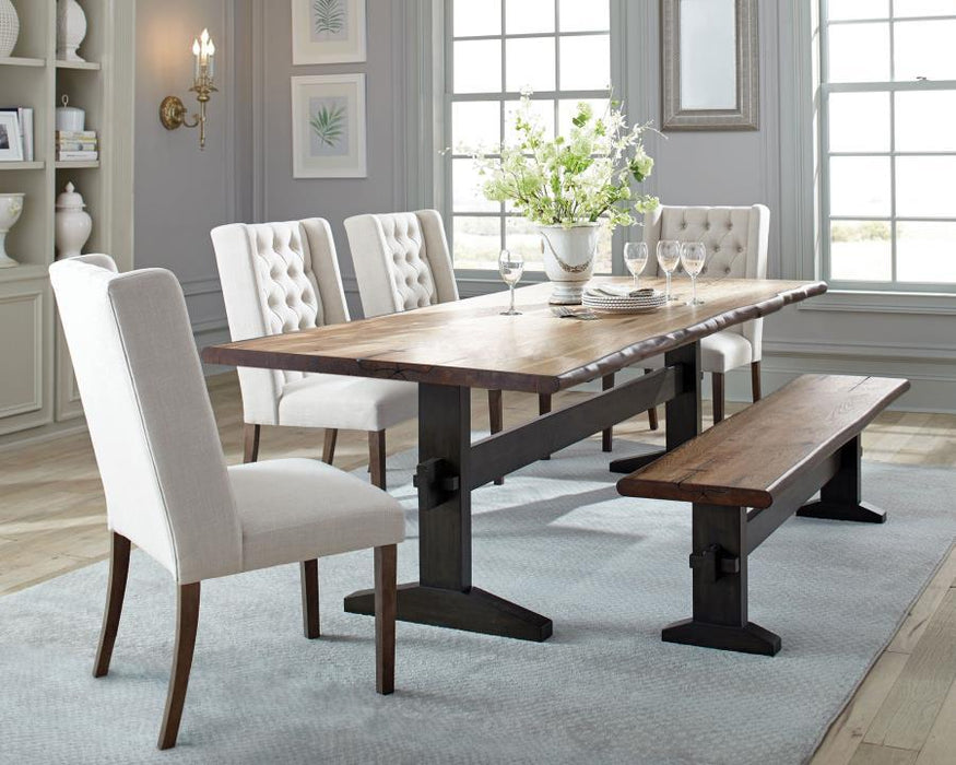 Bexley - Live Edge Trestle Dining Table - Natural Honey And Espresso