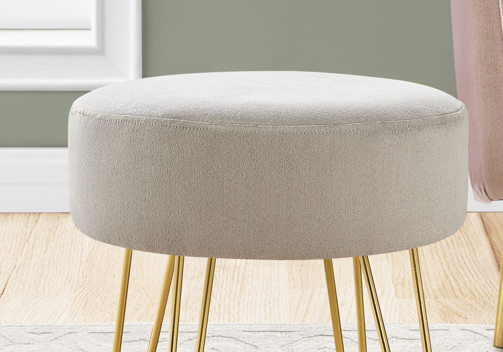 Ottoman, Pouf, Footrest, Foot Stool, Round Gold Metal Legs, Contemporary, Modern