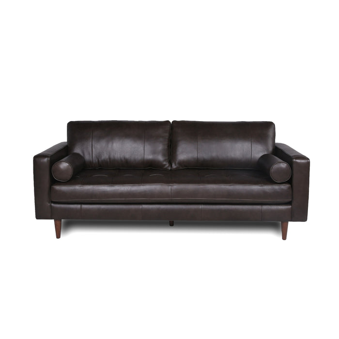 Mid-Century Tufted, Leather Sofa