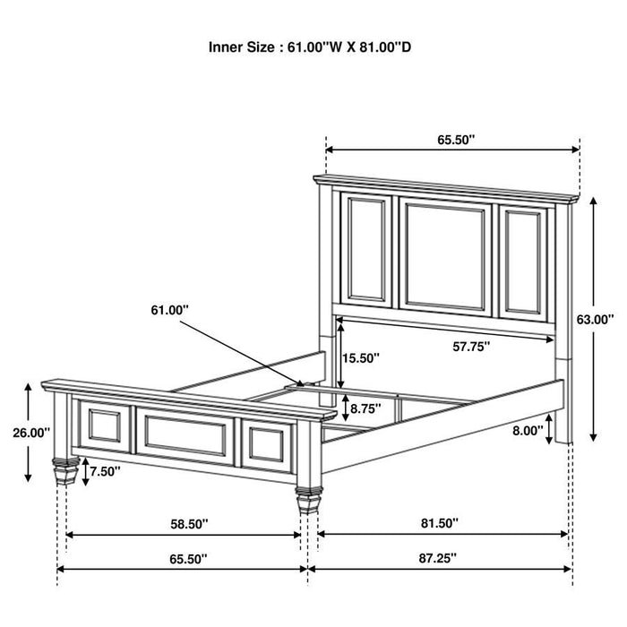 Sandy Beach - Panel Bed with High Headboard