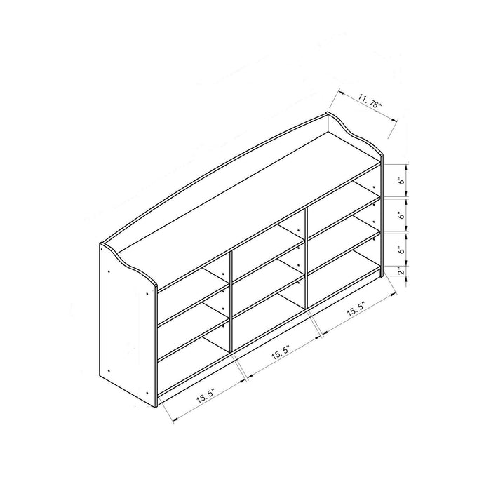 Entry Bench Shoe Rack With Nine Storage Shelves With Top Open Shelf