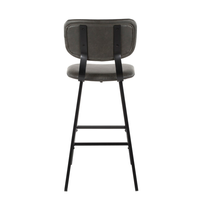 Foundry - Contemporary Barstool Zig Zag Stitching (Set of 2) - Black / Gray