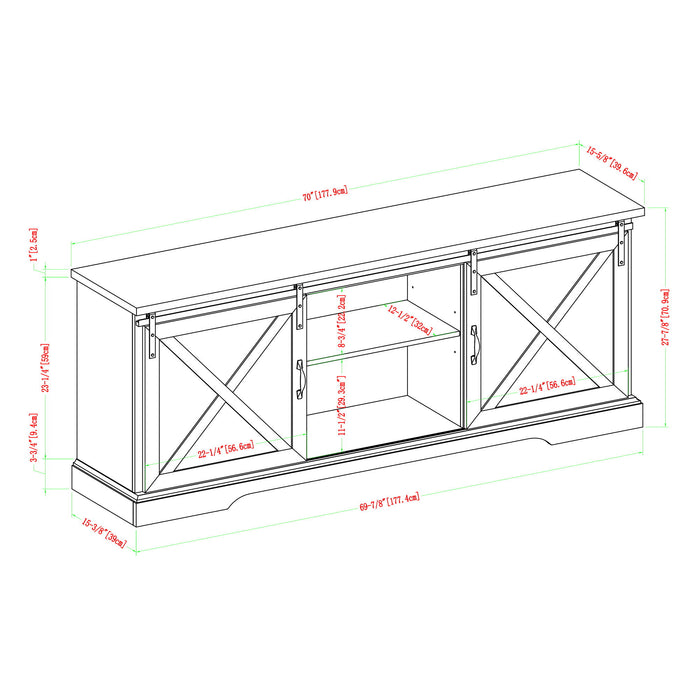 Farmhouse Sliding X Barn Door TV Stand