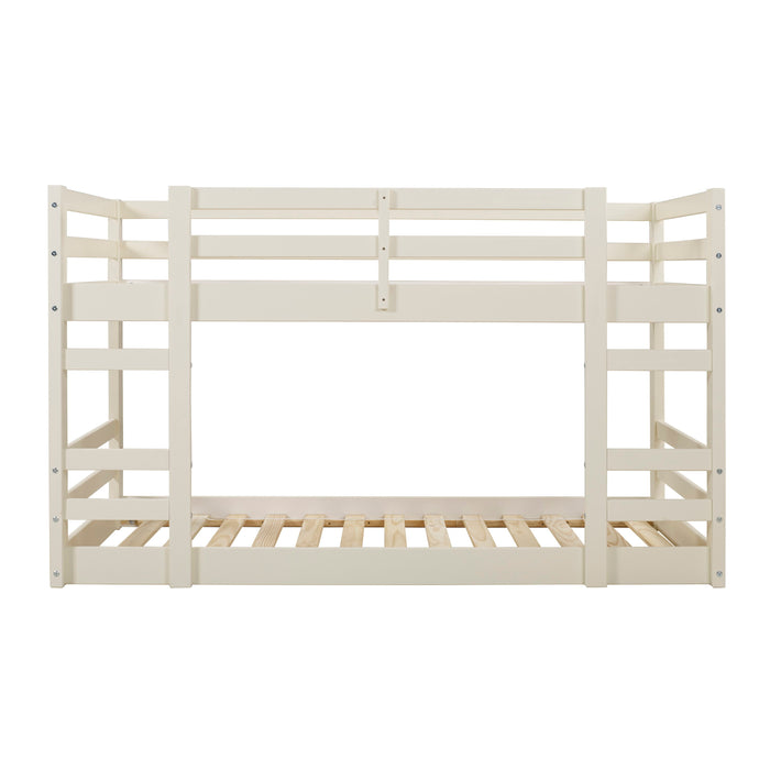 Classic Solid Wood Stackable Twin Over Twin Bunk Bed Frame - White