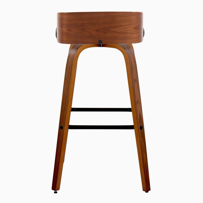 Maya - Mid Century Modern Fixed Height Barstool With Swivel And Square Footrest (Set of 2)