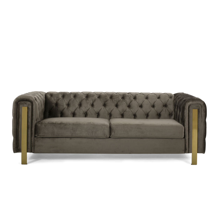 Comfy 3 Sofa With Tufted Back And Arm, Modern For Living Room - Gray