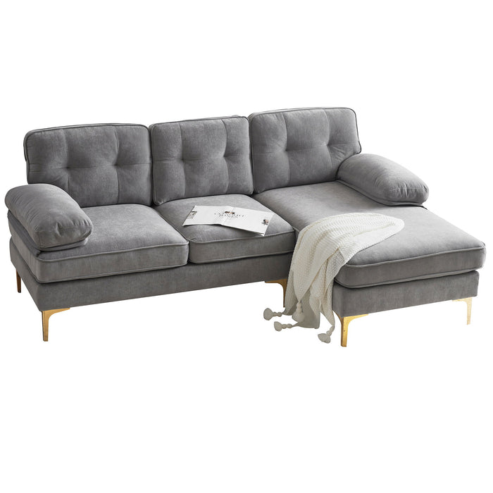 Modern Sectional Sofas Couches Velvet L Shaped Couches For Living Room, Bedroom