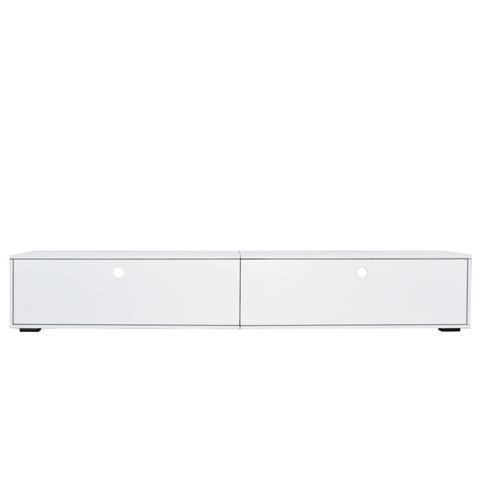 TV Stand For Living Room, Modern Entertainment Center Stand For TV Up To 90", Large LED TV Stand With 4 Storage Drawers, High Glossy Waterproof TV Console, TV Table Media Furniture - White