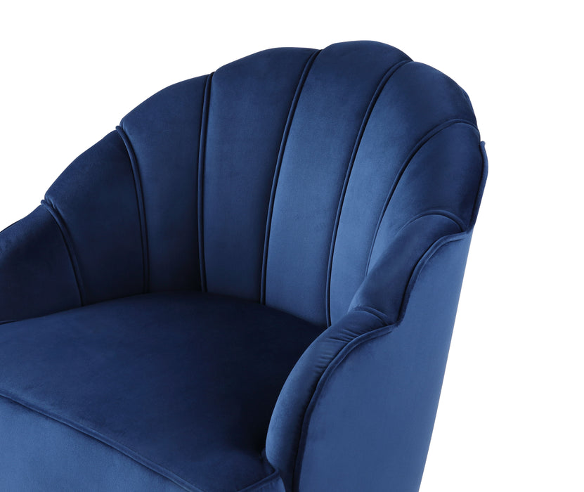 Naomi - Blue Velvet Wingback Accent Chair With Metal Legs