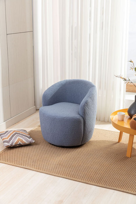 Teddy Fabric Swivel Accent Armchair Barrel Chair With Powder Coating Metal Ring