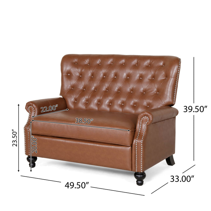 Oversize Faux Leather Recliner Chair - Light Brown