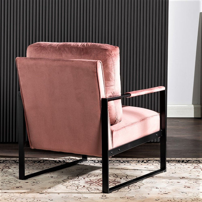 Classic Mid Century Modern Accent Chair With Durable Square Metal Frame, Armchair