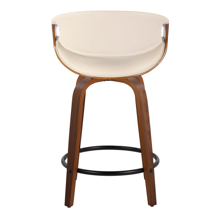 Symphony - Mid Century Modern Fixed Height Counter Stool With Swivel With Round Footrest (Set of 2)