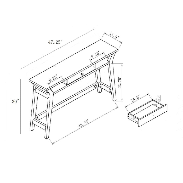 Modern Console With One Drawer - White