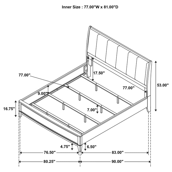 Granada - Upholstered Eastern King Panel Bed - Natural Pine