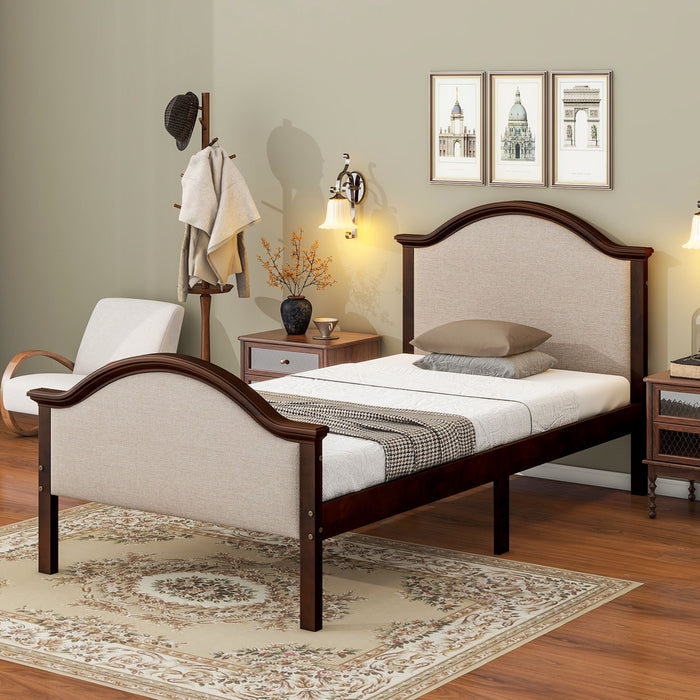 Bed With Upholstered Headboard And Footboard, With Slats