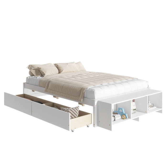 Bed With Storage Case, 2 Storage Drawers, Lengthwise Support Slat