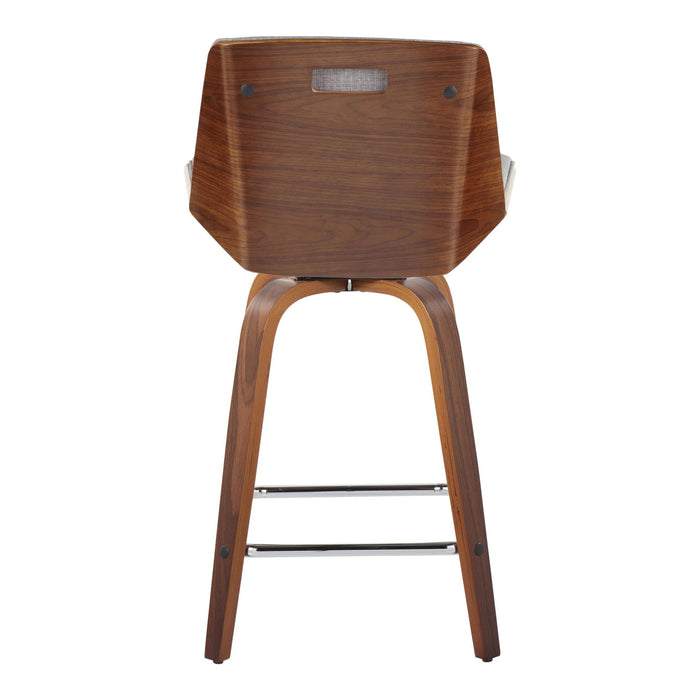 Corazza - Mid Century Modern Fixed Height Counter Stool With Swivel With Square Footrest (Set of 2)