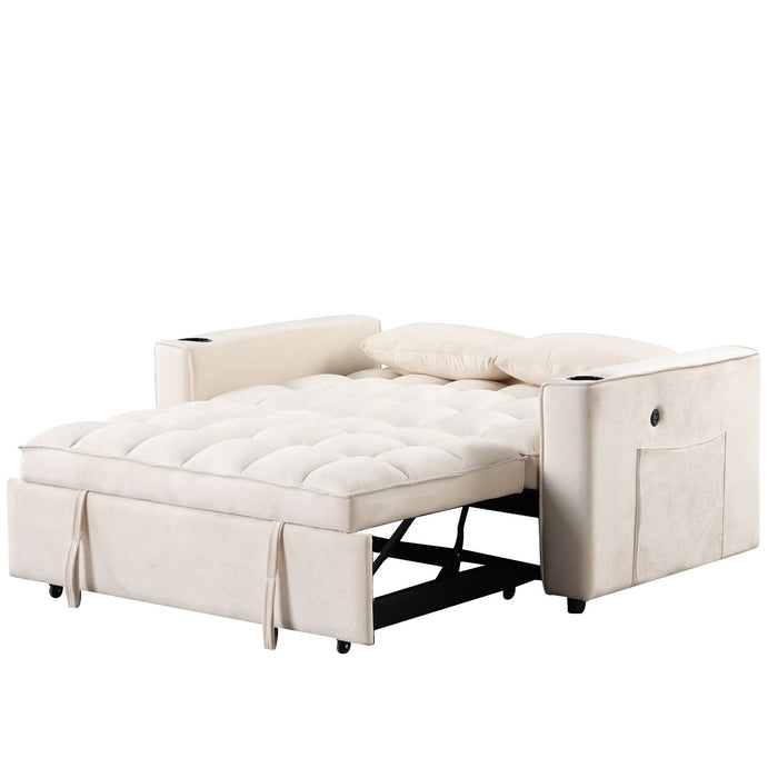 Multi Functional Sofa Bed With Cup Holder And USB Port For Living Room Or Apartments