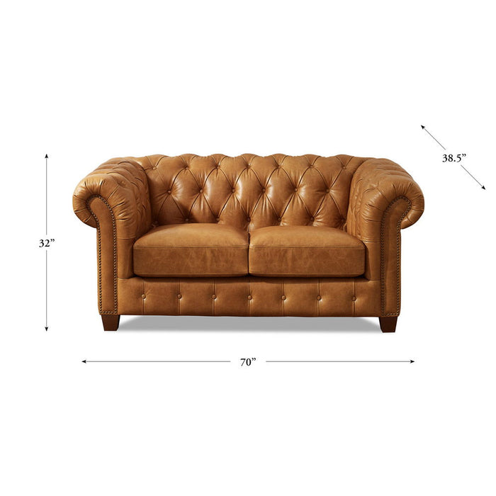 Kingston - Waxy Pull Up Leather Loveseat - Brown