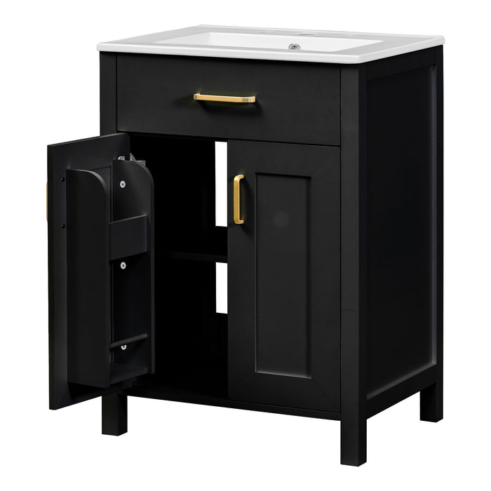 Bathroom Vanity Combo With Ceramic Sink, Luxurious Space-Saving Vanity, 2 Soft Close Doors