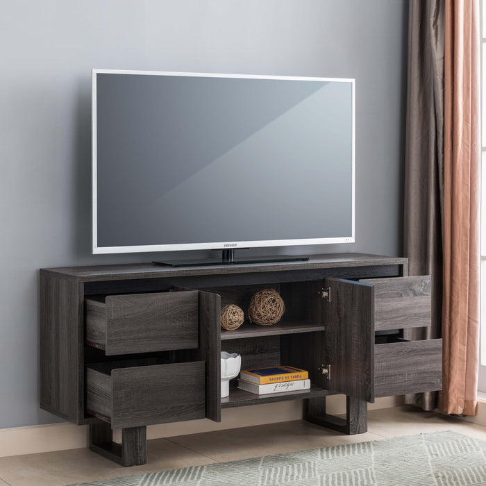 TV Stand With 4 Storage Drawers And 2 Door Center Shelving
