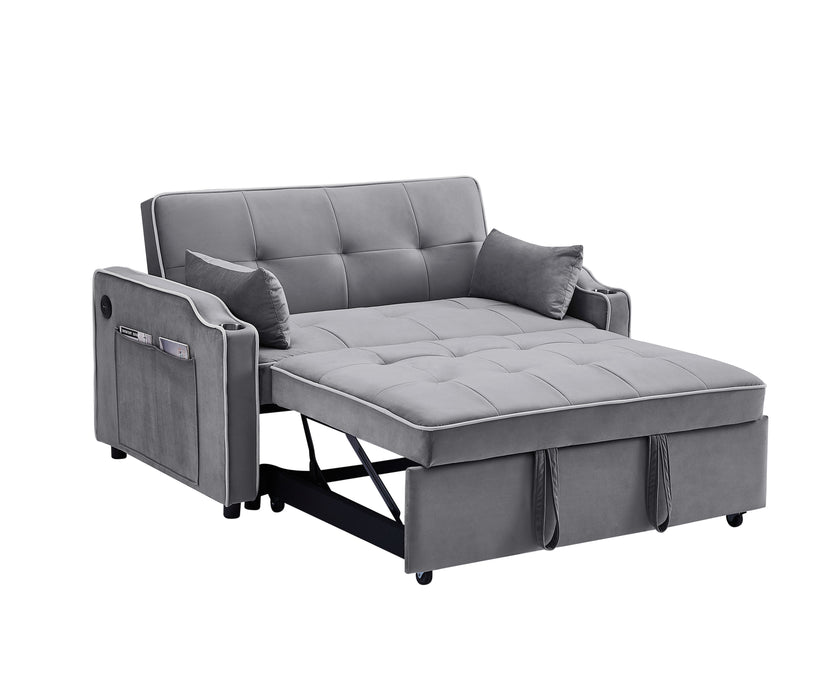 Sofa Bed, 3 In 1 Convertible Sofa Chair Bed, Adjustable Backrest Chair, Chaise Lounge With USB Ports, Cup Holder, Side Pocket