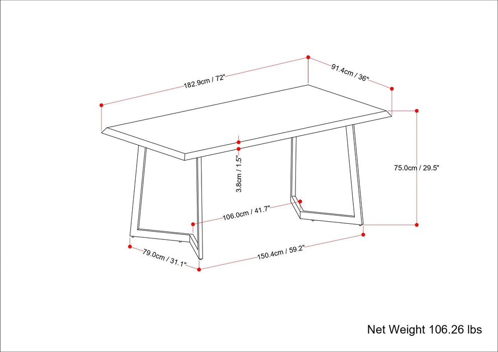 Watkins - Dining Table with Inverted Metal Base